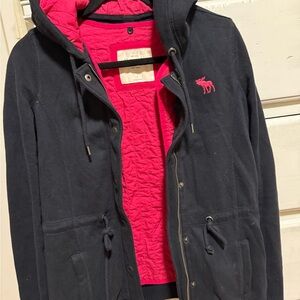 Abercrombie & Fitch Navy Jacket with Pink Interior